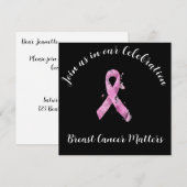Echte borstkanker roze lint partij kaart (Voorkant / Achterkant)