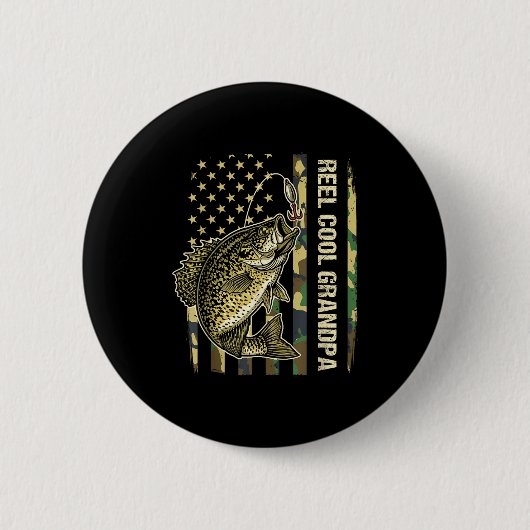 Echte Coole Opa Crape Visserij Camo Amerikaanse Vl Ronde Button 5,7 Cm (Voorkant)