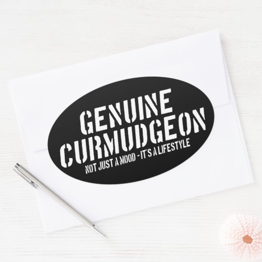 Echte Curmudgeon gewoon een stemming Het is een le Ovale Sticker (Envelop)