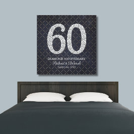 Echte diamanten 60ste huwelijksverjaardag canvas afdruk