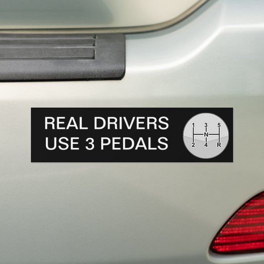 Echte drivers Gebruik 3 Pedalen Bumpersticker (Op auto)