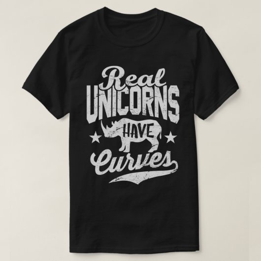 Echte eenhoorns hebben rondingen Grappige korte mo T-shirt (Design voorkant)