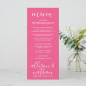 Echte Eenvoud 1 Anjer Roze Minimaal Huwelijk Menu (Staand voorkant)