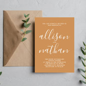 Echte eenvoud 1 Apricot Minimal Wedding Kaart