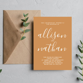 Echte eenvoud 1 Apricot Minimal Wedding Kaart
