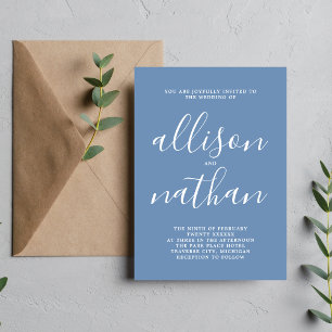 Echte eenvoud 1 Denim Blue Minimalist Wedding Kaart
