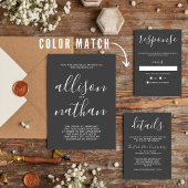 Echte eenvoud 1 houtskool minimalistische bruiloft kaart