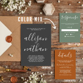 Echte eenvoud 1 houtskool minimalistische bruiloft kaart