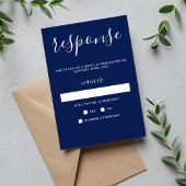 Echte eenvoud 1 inkt blauw minimalistische bruilof RSVP kaartje