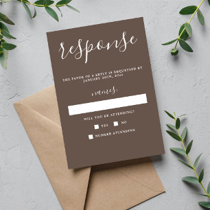 Echte eenvoud 1 paddestoel minimalistische bruilof RSVP kaartje