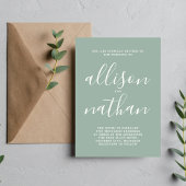 Echte eenvoud 1 salie groen minimalistische bruilo kaart