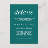 Echte eenvoud 2 Blauwgroen minimalistische bruilof Informatiekaartje (Voorkant)