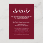 Echte eenvoud 2 Burgundy-minimalistische bruiloft Informatiekaartje (Voorkant)