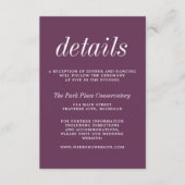 Echte eenvoud 2-graven Paarse minimalistische wedd Informatiekaartje (Voorkant)