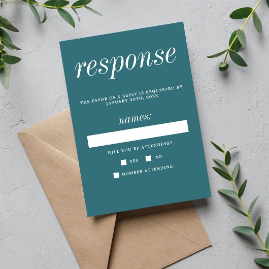 Echte eenvoud 2 Gulfstream-minimalistische bruilof RSVP Kaartje