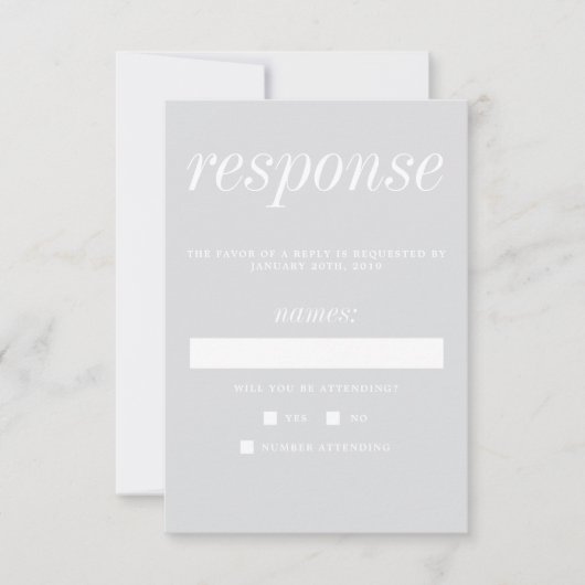 Echte eenvoud 2-koel-minimalistische bruiloft RSVP kaartje (Voorkant)