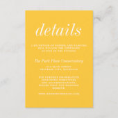 Echte eenvoud 2 Marigold Yellow Minimal Wedding Informatiekaartje (Voorkant)