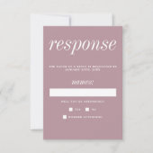 Echte eenvoud 2  Mauve Minimalist Wedding RSVP Kaartje (Voorkant)