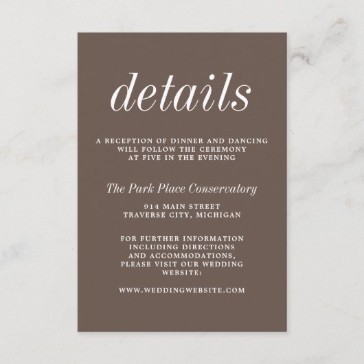 Echte eenvoud 2 - Minimale bruiloft voor paddensto Informatiekaartje (Voorkant)