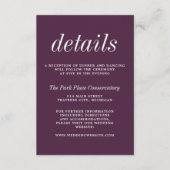 Echte eenvoud 2 Paarse pruimelbruiloft Informatiekaartje (Voorkant)