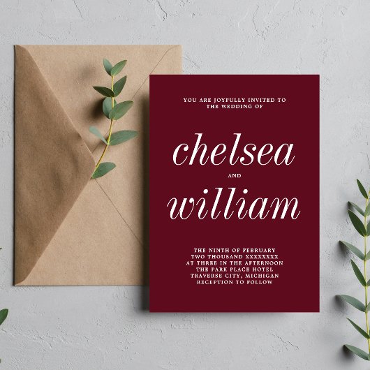 Echte eenvoud 2 Rosewood Minimalist Wedding Kaart