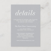 Echte eenvoud 2 Sterling Grey Minimalist Wedding Informatiekaartje (Voorkant)