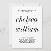 Echte eenvoud 2 zwart-witminimalistische bruiloft kaart (Voorkant)