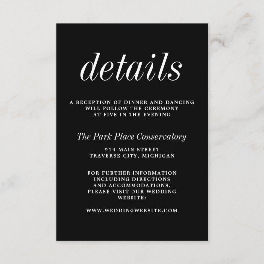 Echte eenvoud 2 zwarte eenvoudige minimalistische  informatiekaartje (Voorkant)