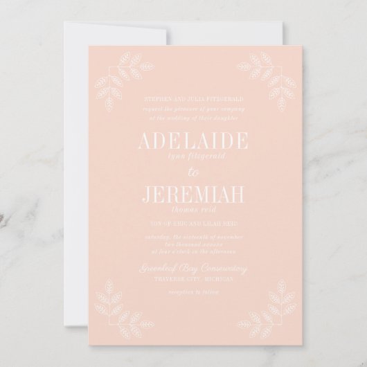 Echte eenvoud 6 Beluisterde Floral Wedding Uitnodi Kaart (Voorkant)