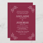 Echte eenvoud 6 Claret Floral Wedding Uitnodiging (Voorkant / Achterkant)