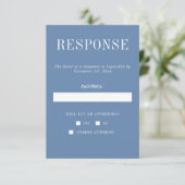 Echte eenvoud 6 Denim Minimalistisch huwelijk RSVP Kaartje (Staand voorkant)