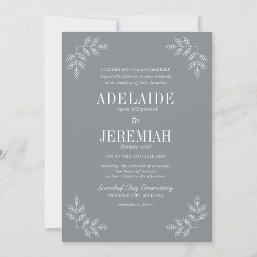 Echte eenvoud 6 Floral Stone Wedding Invitation Kaart (Voorkant)