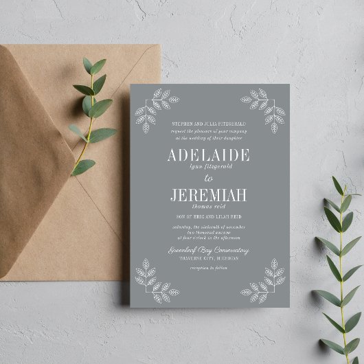 Echte eenvoud 6 Floral Stone Wedding Invitation Kaart