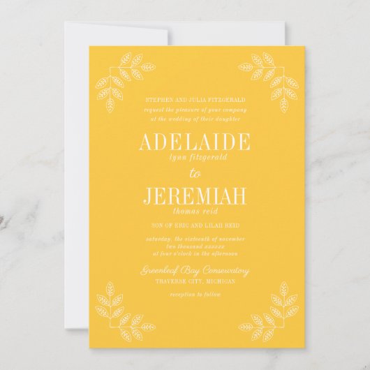 Echte eenvoud 6 goudsbloem bruiloft kaart (Voorkant)