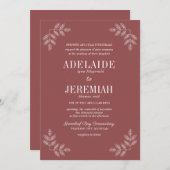 Echte eenvoud 6 Marsala Floral Wedding Kaart (Voorkant / Achterkant)