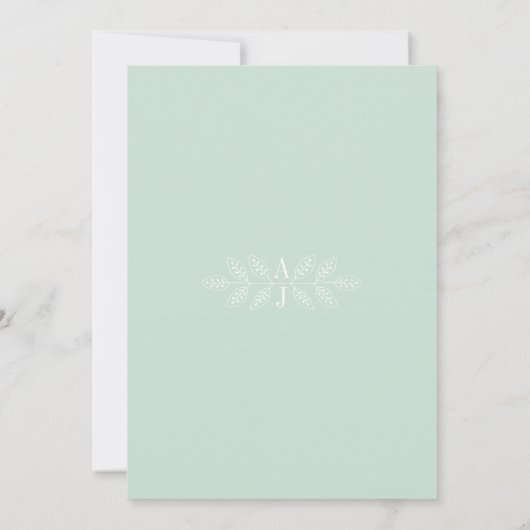 Echte eenvoud 6 Mint Bloemenbruiloft Kaart (Achterkant)
