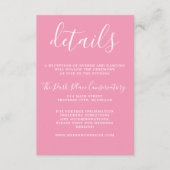 Echte eenvoud - Ballet roze minimalistische wedden Informatiekaartje (Voorkant)