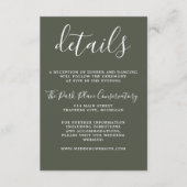 Echte eenvoud Camo Green Chic Minimalist Wedding Informatiekaartje (Voorkant)