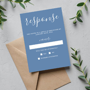 Echte eenvoud Denim Blue Minimalist Wedding RSVP
