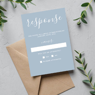 Echte eenvoud Ice Blue Minimal Wedding RSVP Kaartje