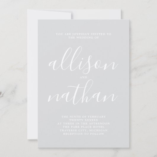 Echte eenvoud - Koolmist minimalistisch huwelijk Kaart (Voorkant)
