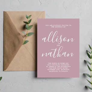 Echte eenvoud -  Mauve Minimalist Wedding Kaart