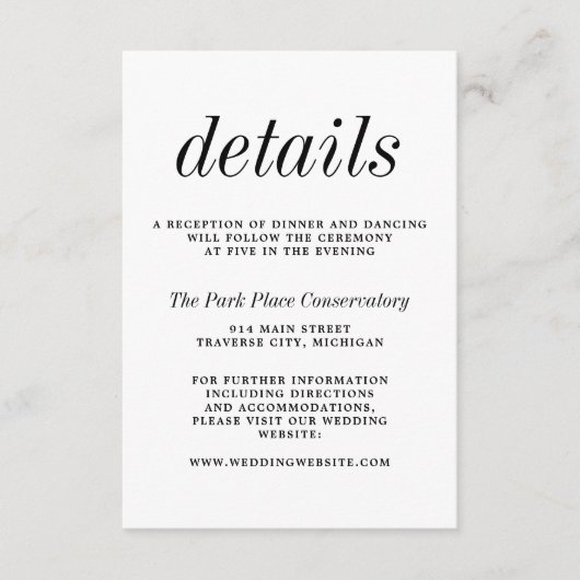 Echte Eenvoudig 2 Manuscript Eenvoudige Minimalist Informatiekaartje (Voorkant)