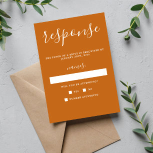 Echte eenzame pompoenminimalistische bruiloft RSVP kaartje