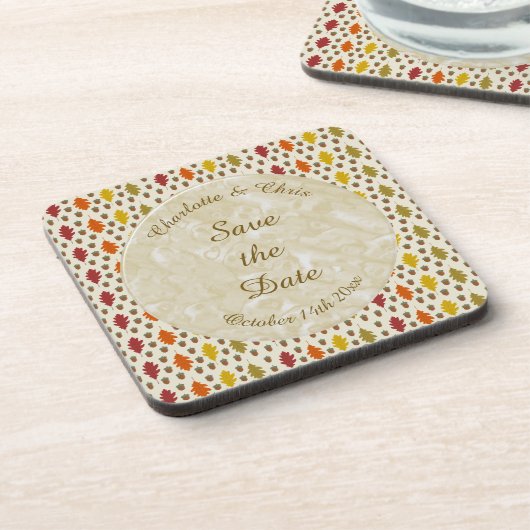 Echte eikenbladeren en Herfst van eikenbomen Bier Onderzetter (Linkerzijde)