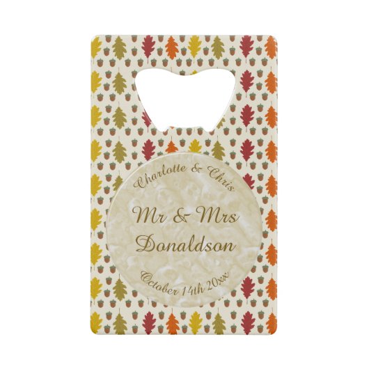 Echte eikenbladeren en Herfst van eikenbomen Creditkaart Flessenopener (Voorkant)