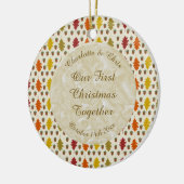 Echte eikenbladeren en Herfst van eikenbomen Keramisch Ornament (Links)