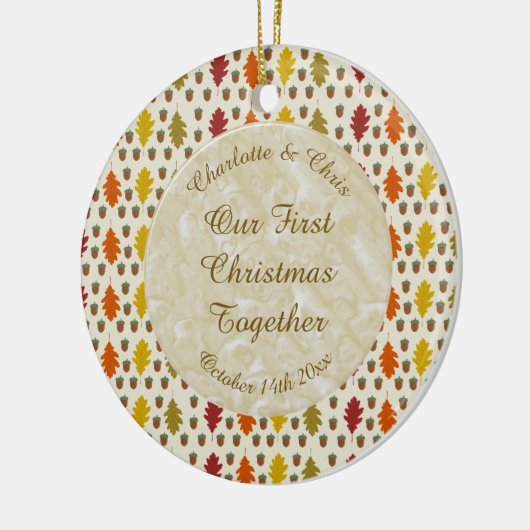 Echte eikenbladeren en Herfst van eikenbomen Keramisch Ornament (Links)