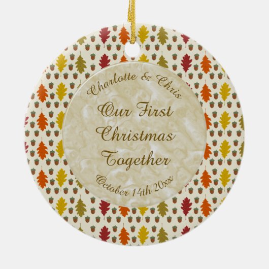 Echte eikenbladeren en Herfst van eikenbomen Keramisch Ornament (Achterkant)