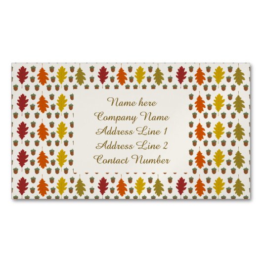 Echte eikenbladeren en Herfst van eikenbomen Magnetisch Visitekaartje (Voorkant)